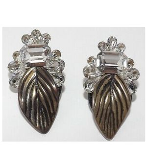 Vintage M&J Hansen Designer Art Deco Style 1980s Clip On Earrings Signed